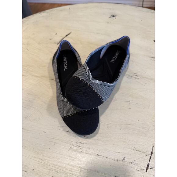 Rothy’s Women’s Grey Mist Captoe Black and White Ballet Shoes Flats Size 9.5 - Picture 2 of 13